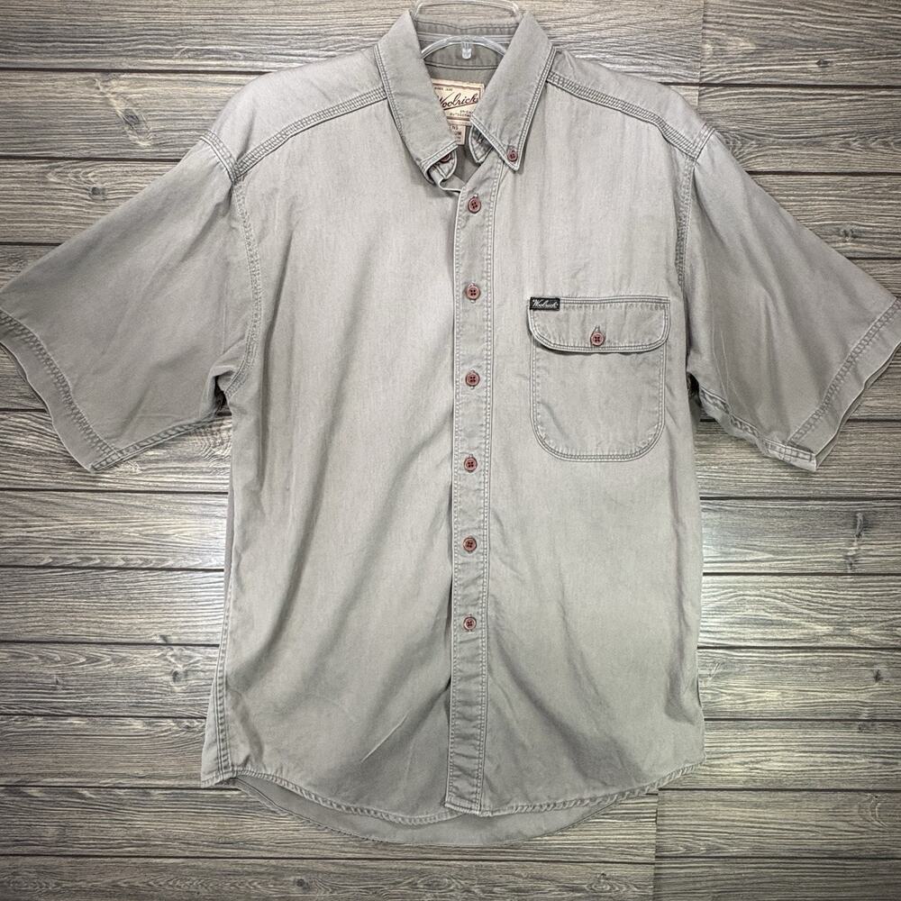 Vintage Woolrich Button Down Short Sleeve Shirt Med Rugged Outdoors Wear Hiking